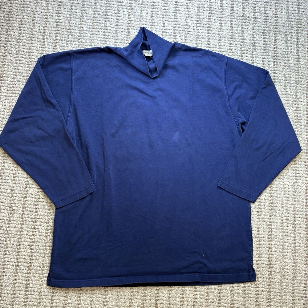 Vintage J Crew Oarsman Turtle Neck Sweater Mens XL Tall Sleeve Blue 100% Cotton